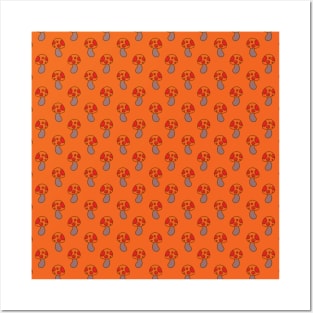 Orange Mushroom Pattern Posters and Art